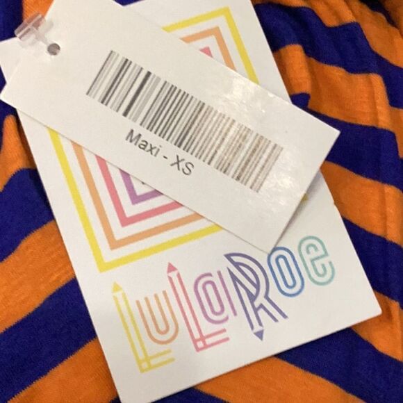 NWT LulaRoe Blue Orange Striped Maxi Skirt XS - Picture 5 of 8